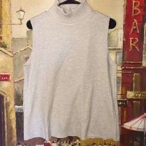 Zara Cream Sleeveless Turtleneck Sweater